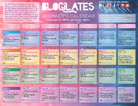 beginners calendar blogilates|Blogilates Beginner's Calender .